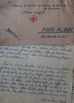 Uma das cartas-pedido recebidas pela Cruz Vermelha Brasileira, filial RS, no pós-segunda-guerra